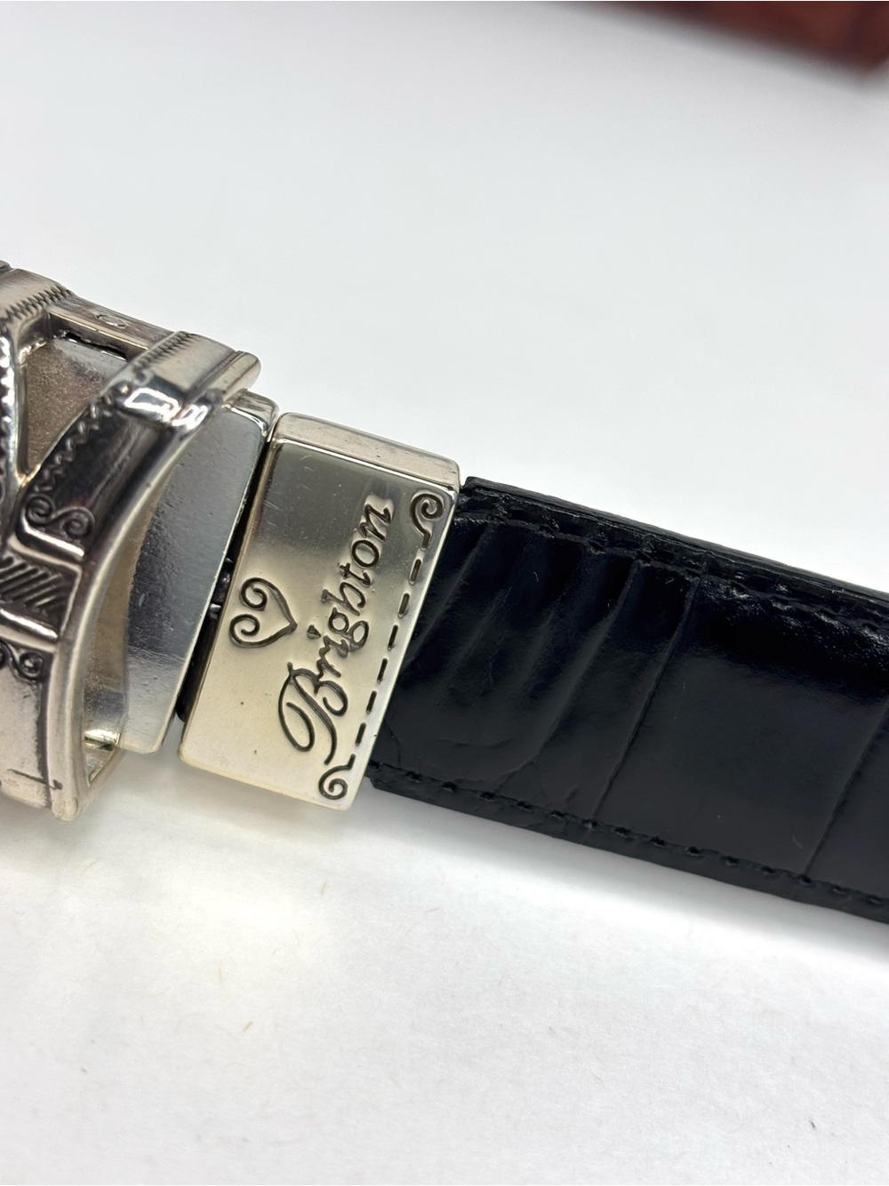 Vintage Brighton Reversible Croc-Embossed Leather Belt Brown Black B40155 30 / M - Picture 8 of 11